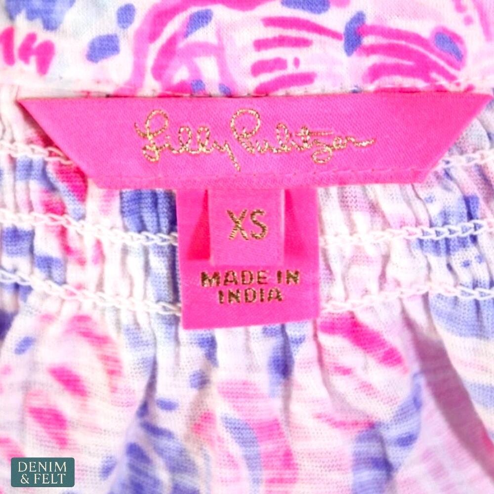 Lilly Pulitzer Essie Tank Top XS Berry Sea You Soon Pink Blue Print Summer - Picture 11 of 14